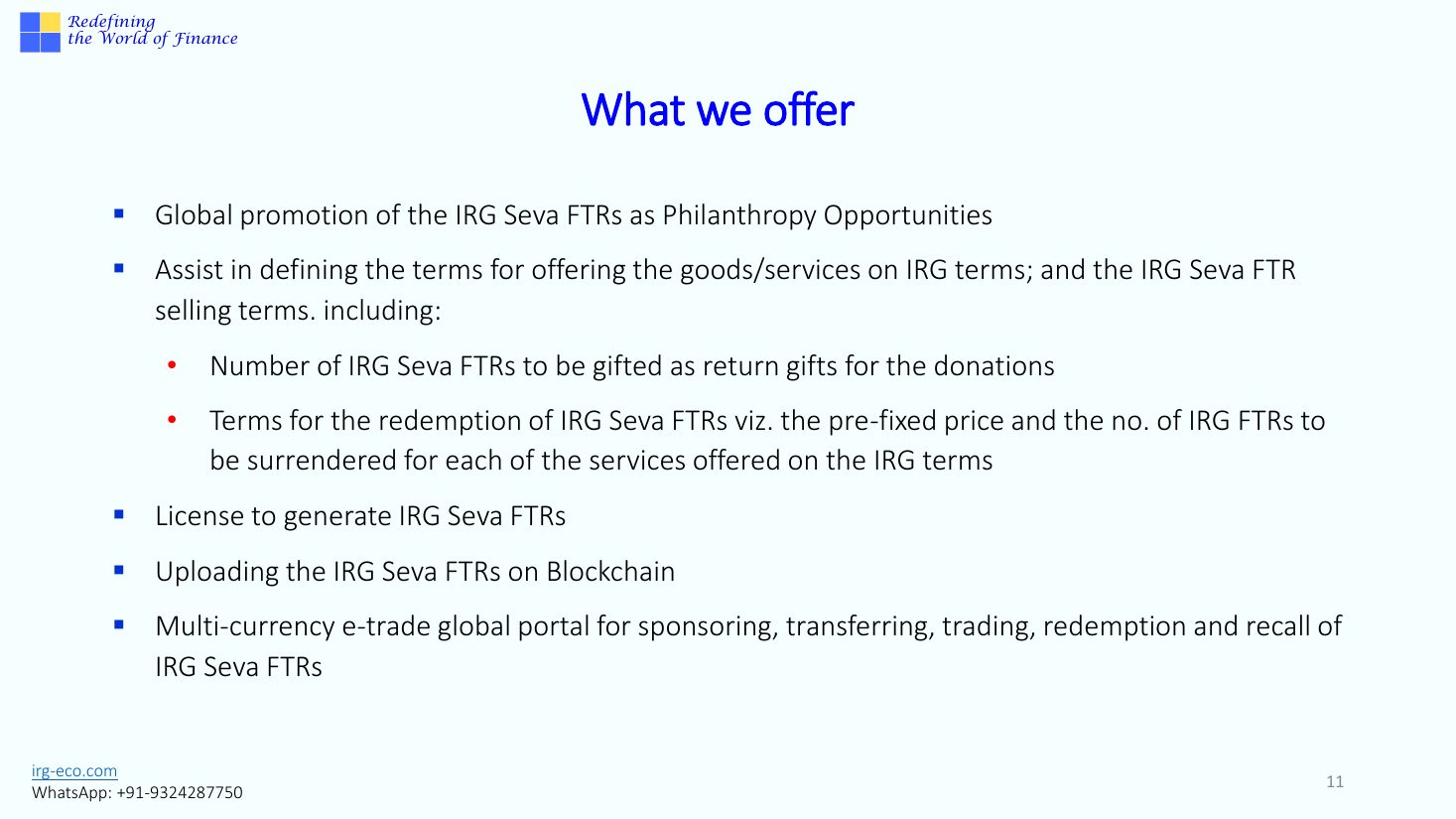 IRG-SEVA slide 11