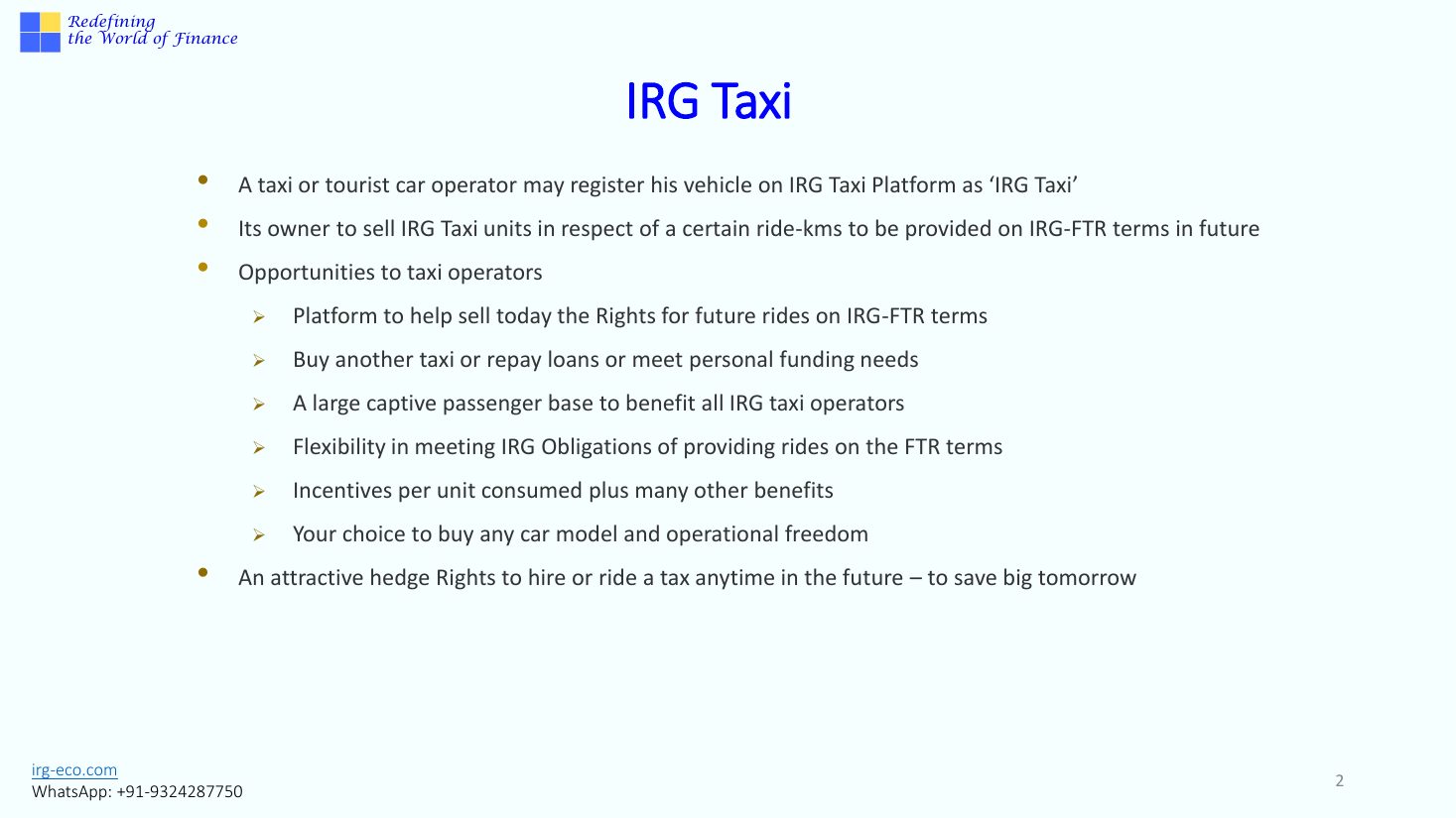 IRG-TAXI slide 2