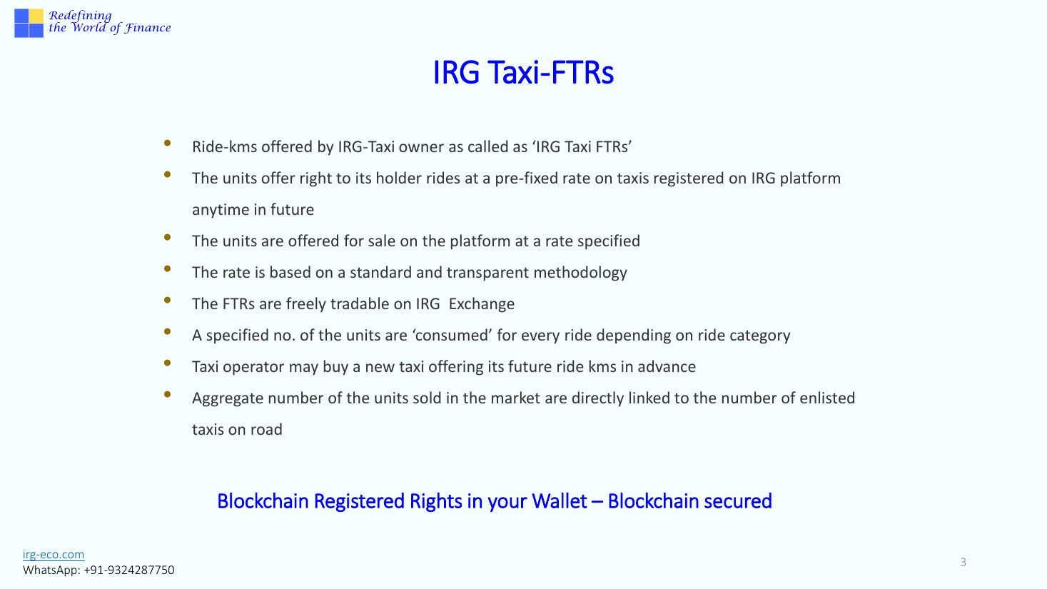 IRG-TAXI slide 3
