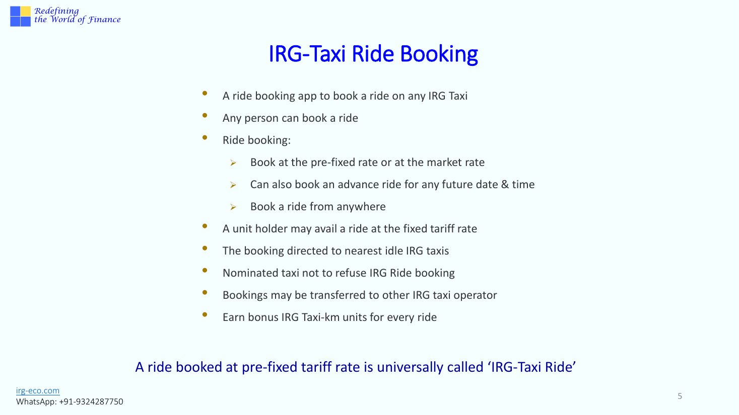IRG-TAXI slide 5