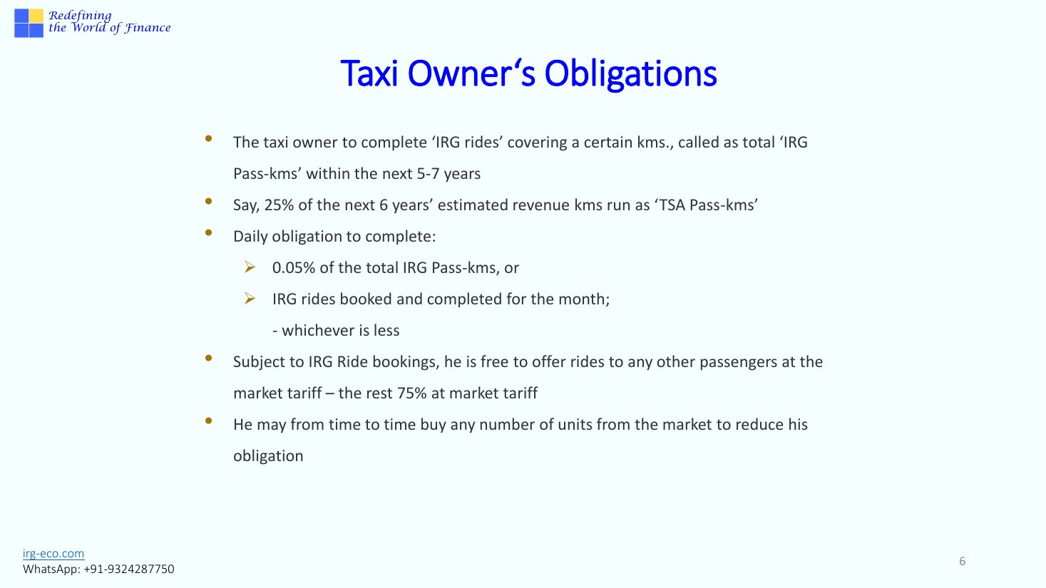 IRG-TAXI slide 6