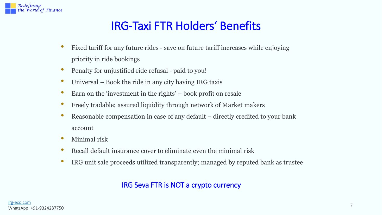 IRG-TAXI slide 7