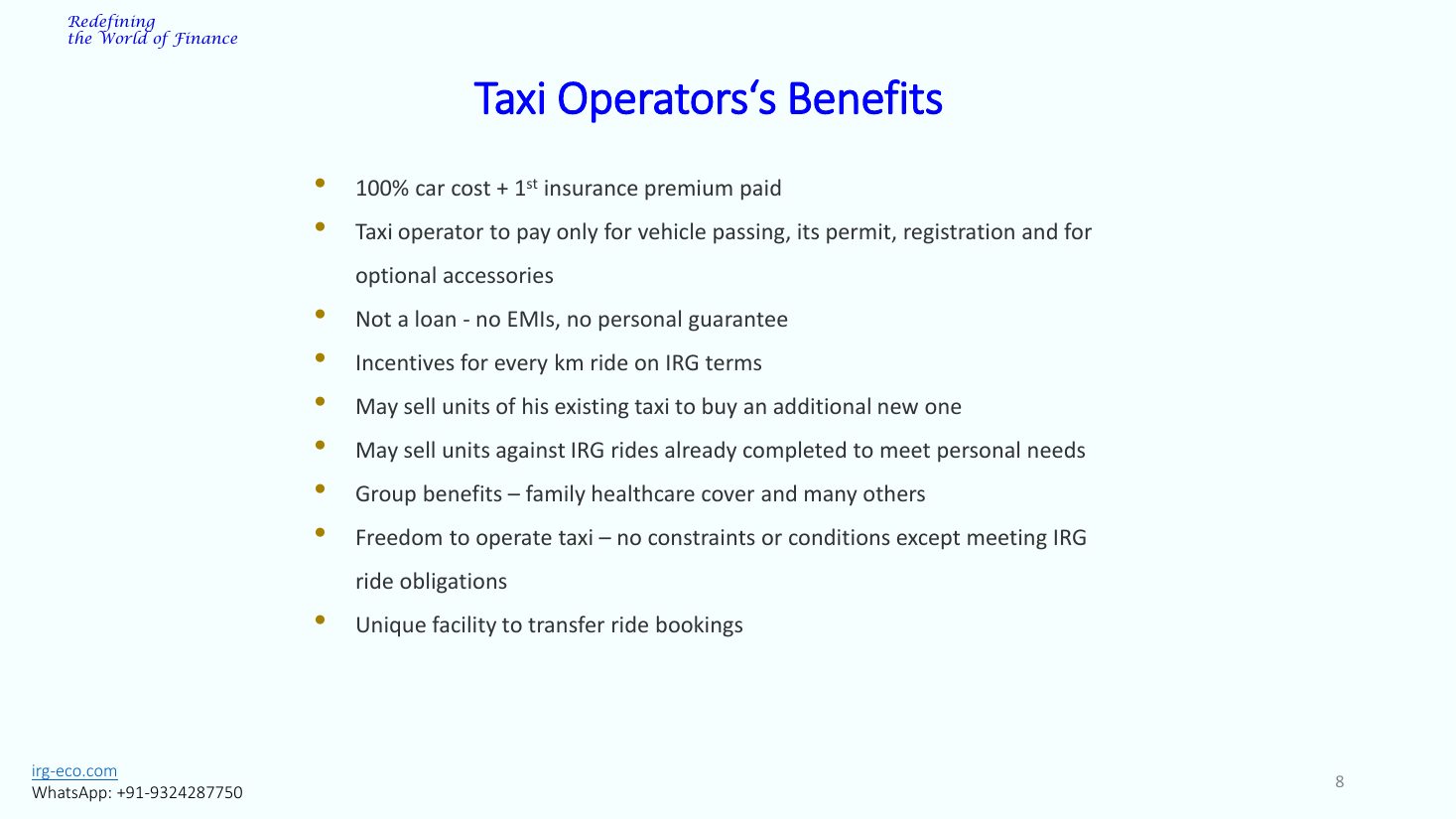 IRG-TAXI slide 8