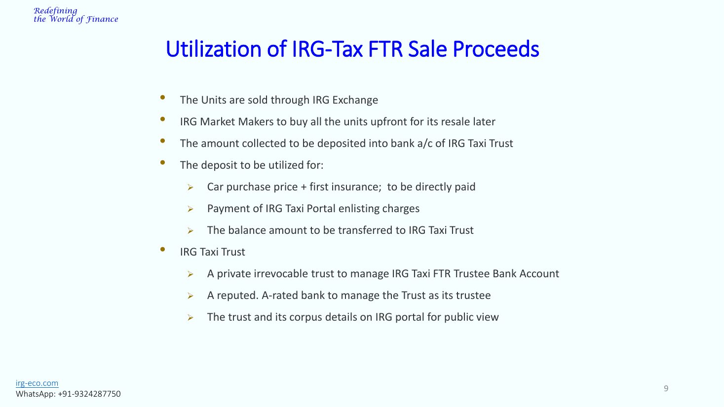 IRG-TAXI slide 9