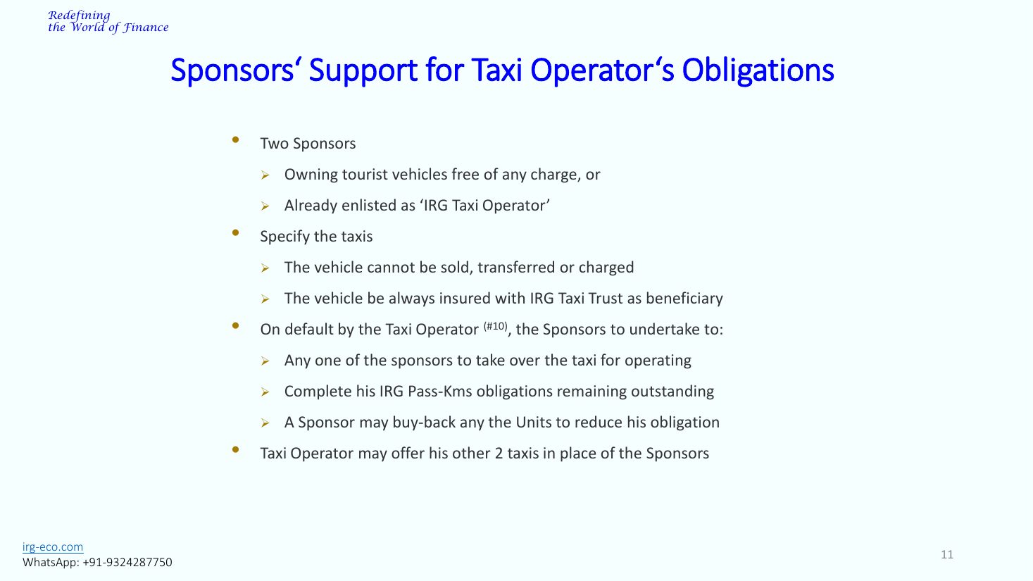 IRG-TAXI slide 11